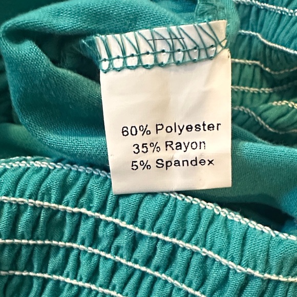 Teal Smocked Jumpsuit Women’s Small Wide Leg Ruffle Hem Boho Romper - Picture 2 of 2